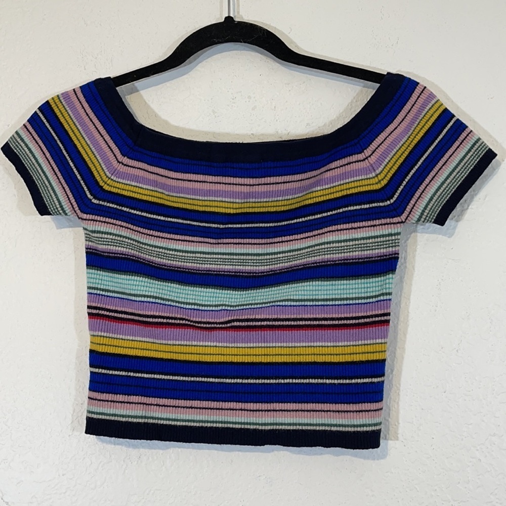 CHARLOTTE RUSSE Colorful Short Sleeve Crop Top Size XL - Picture 2 of 4